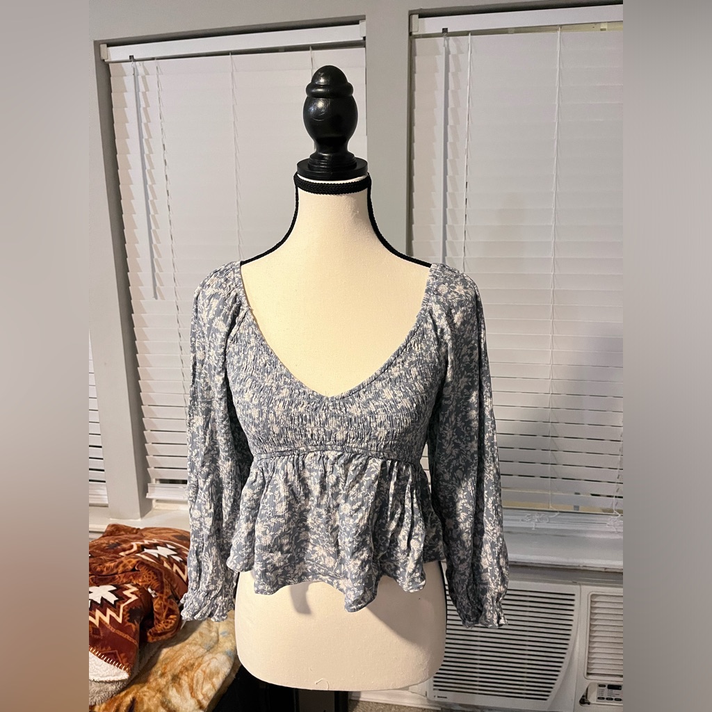 Floral Blue Blouse